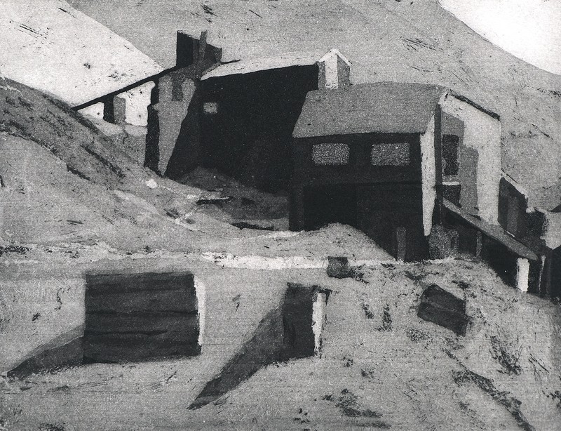 Force Crag Mine. Etching.