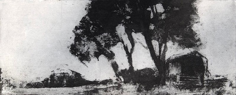 Harkers Barn. Etching.